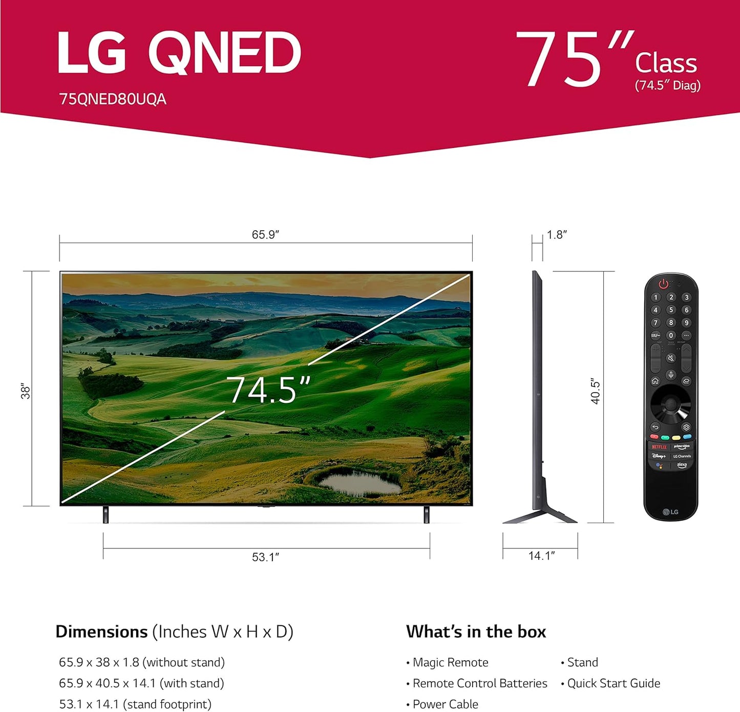 LG 75QNED80UQA 75-Inch QNED Mini-LED 4K Smart TV