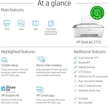 HP DeskJet 2755 All-in-One Wireless Printer (Renewed)
