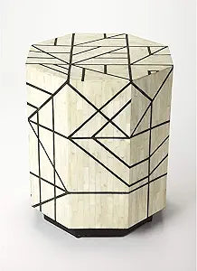 Misc Bone Inlay Octagon Side Table - Multi Color