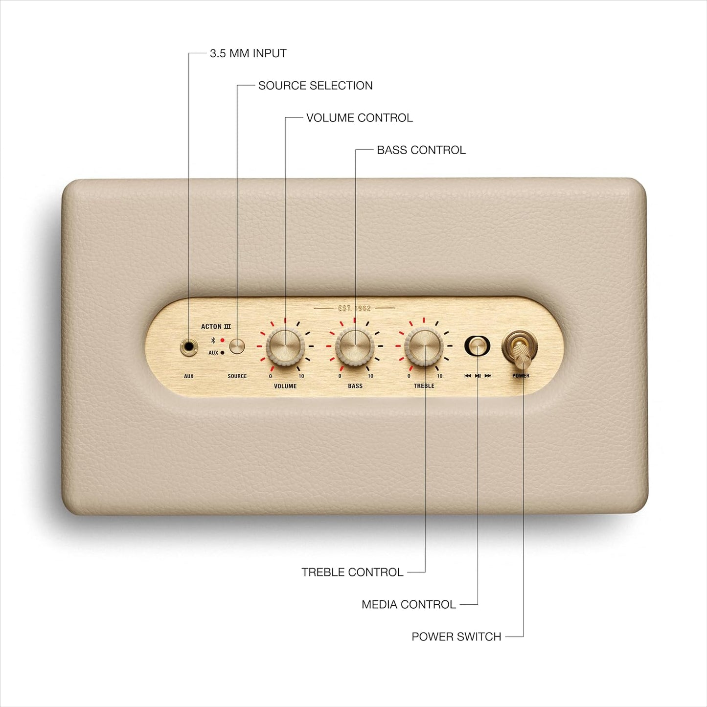 Marshall 1006009 Acton III Bluetooth Speaker, Cream