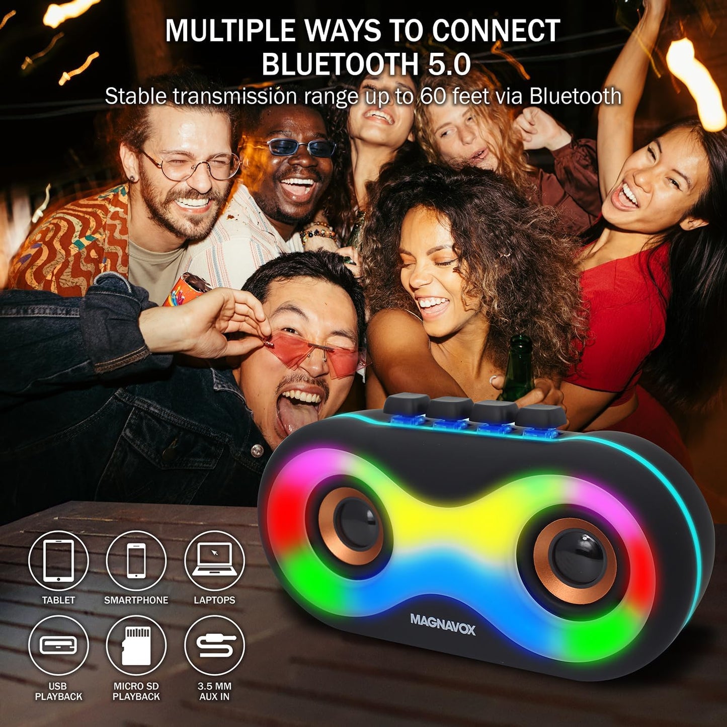 Magnavox MMA3998 Portable RGB Bluetooth Speaker