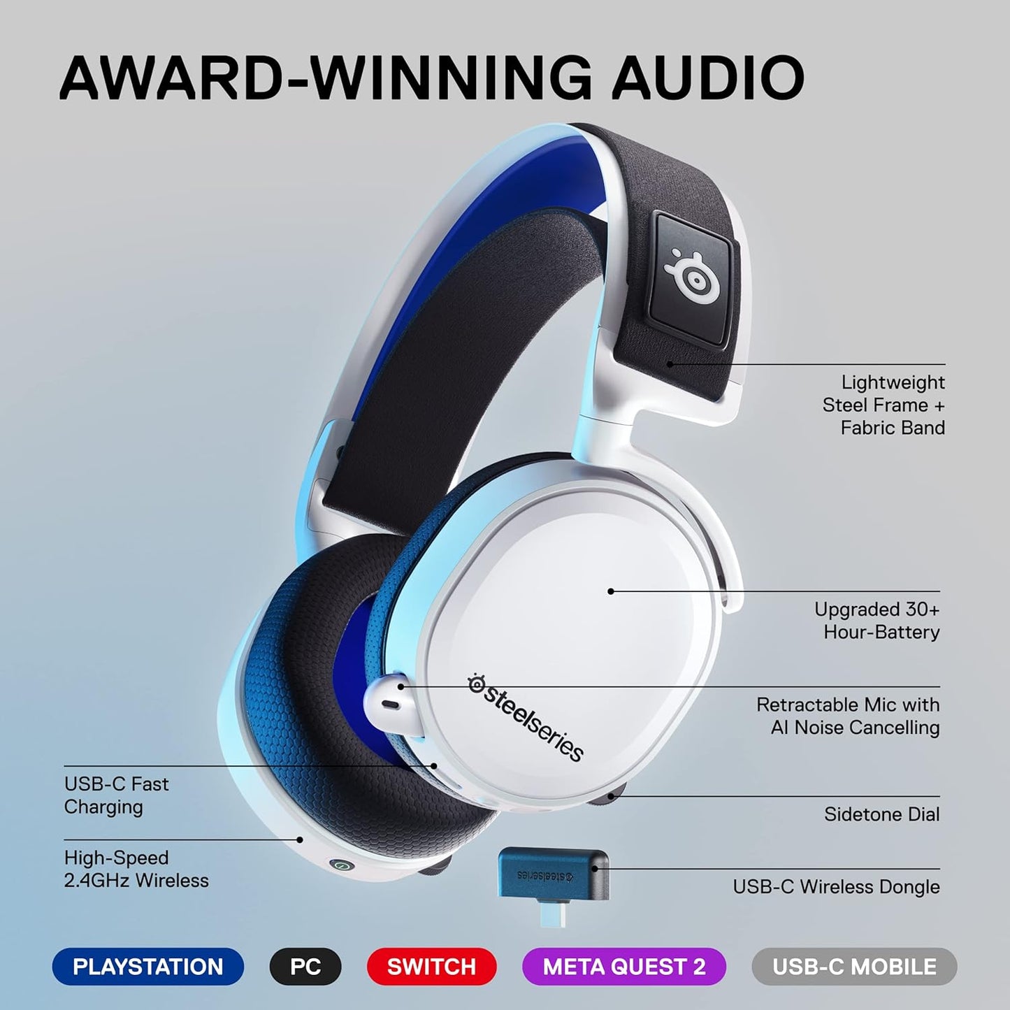 SteelSeries 207-00-1541 Arctis 7P+ Wireless Gaming Headset
