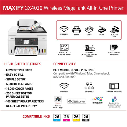 Canon 5779C002 Megatank GX4020 Wireless All-in-One Printer