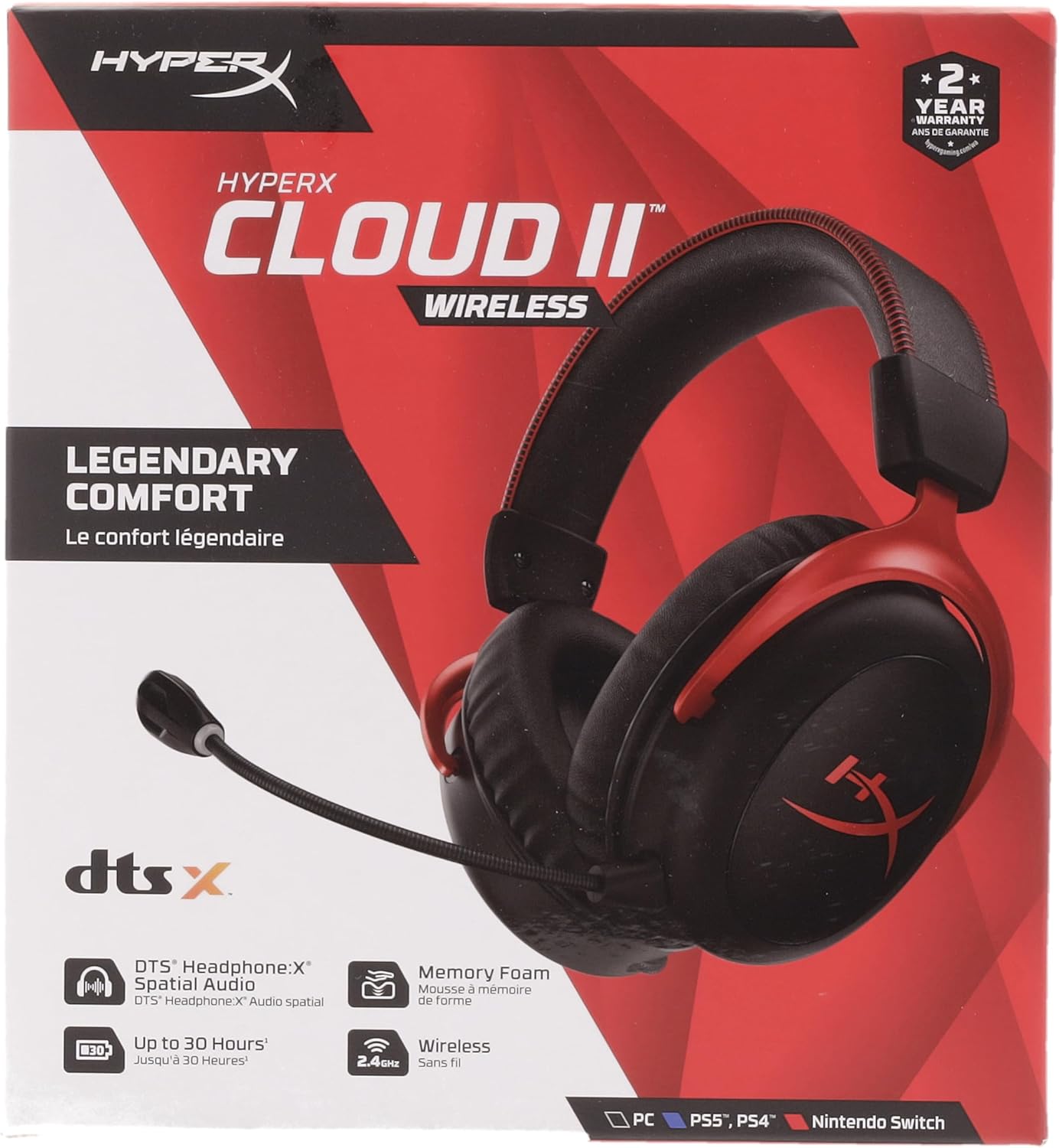 HyperX HHSC2X-BA-RD/G Cloud II Wireless Gaming Headset - Red