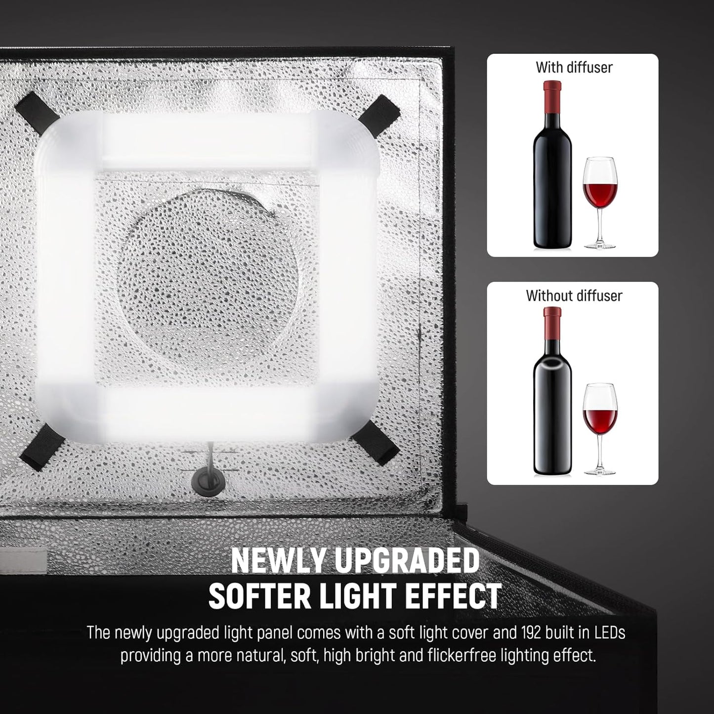 NEEWER LP50 Light Box - 20"x20", Dimmable LED, 4 Backdrops