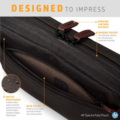HP 5DC31AA#ABL Spectre Folio Pouch - Waxed Canvas Chocolate