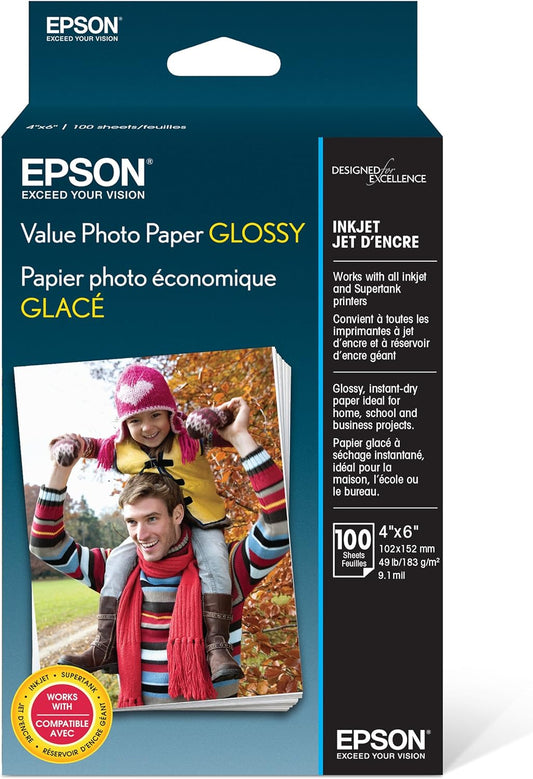 Epson S400034 Value Photo Paper 4x6 Glossy 100 Sheets