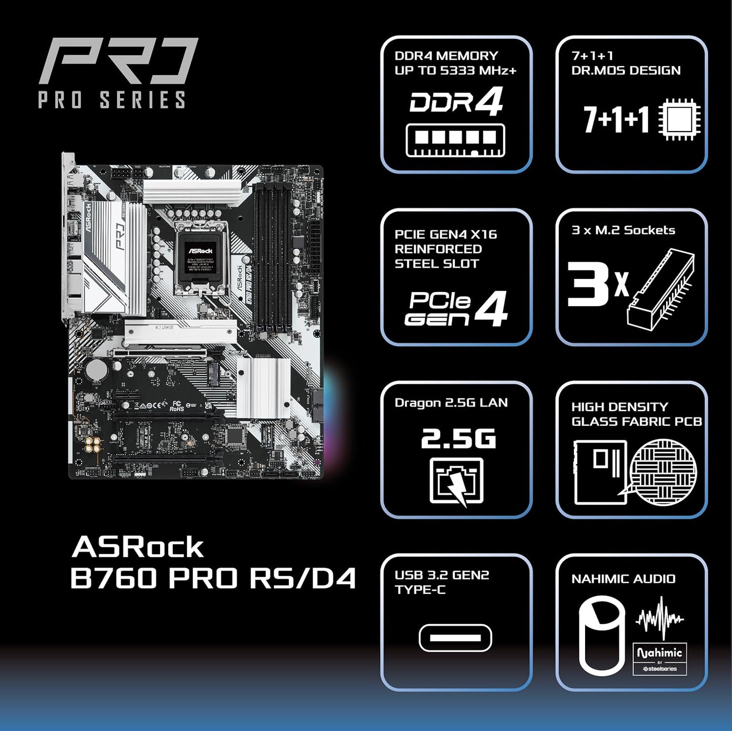 ASRock B760 PRO RS/D4 Intel DDR4 ATX Motherboard