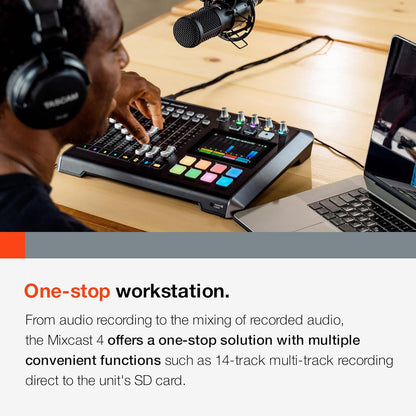 Tascam MIXCAST4 Podcast Streaming Mixer Recorder USB Interface