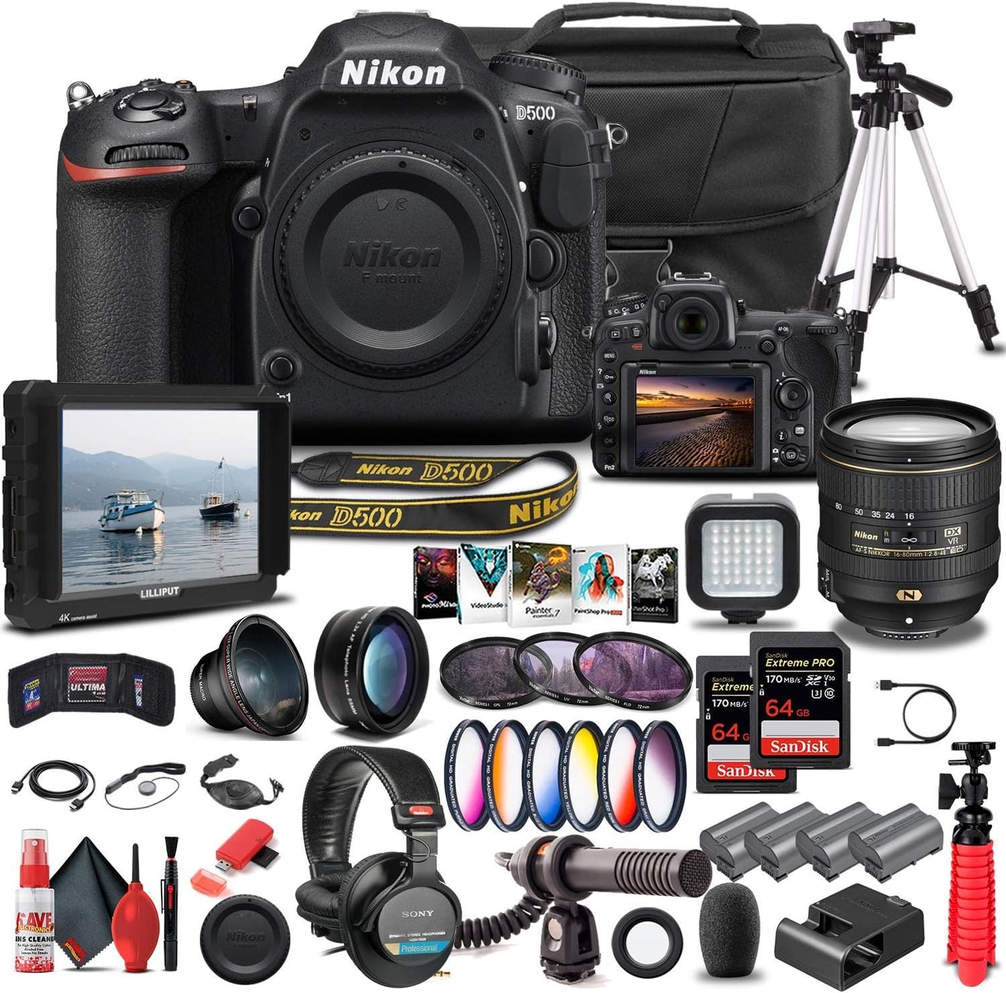 Nikon 1559 D500 DSLR Camera Bundle (Renewed)