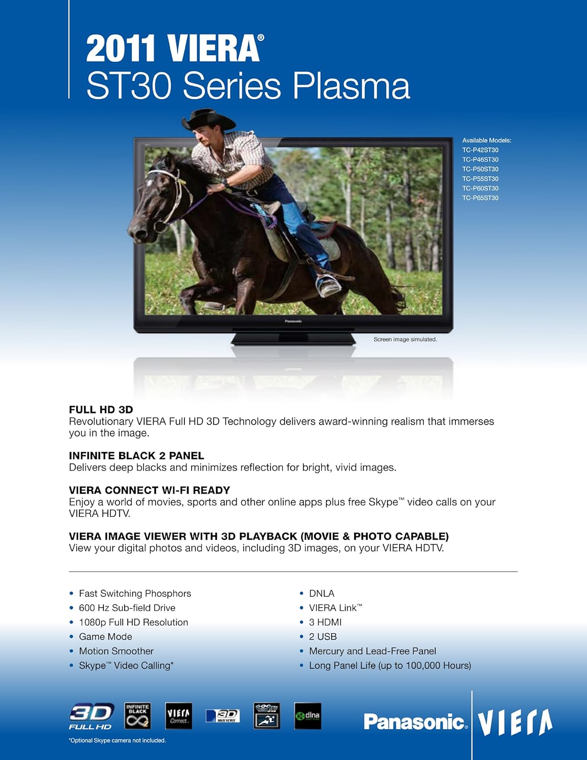 Panasonic TC-P55ST30 55-Inch 1080p 3D Plasma HDTV