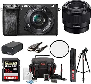 Sony ILCE6300/B Alpha a6300 Digital Camera Lens Bundle