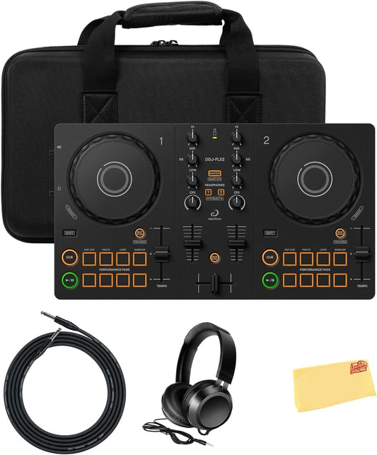 AlphaTheta DDJ-FLX2 Compact DJ Controller Bundle