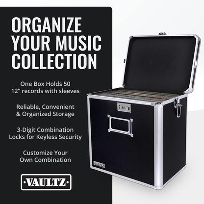 Vaultz VZ00490 Locking Vinyl Record Storage Box 50 Albums