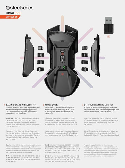 SteelSeries 62456 Rival 650 Wireless Gaming Mouse