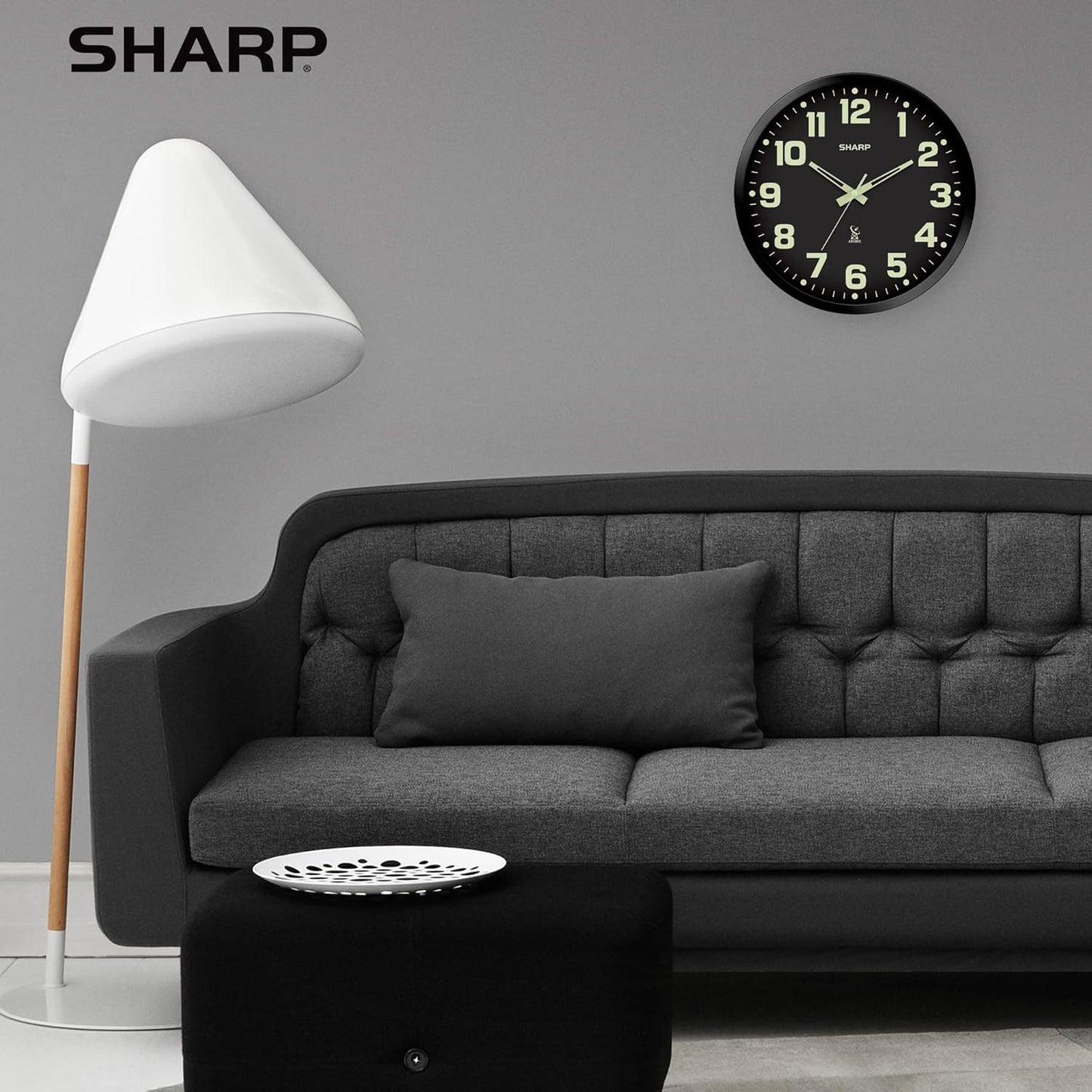 Sharp Atomic Wall Clock, Glow in The Dark, 12 Inch