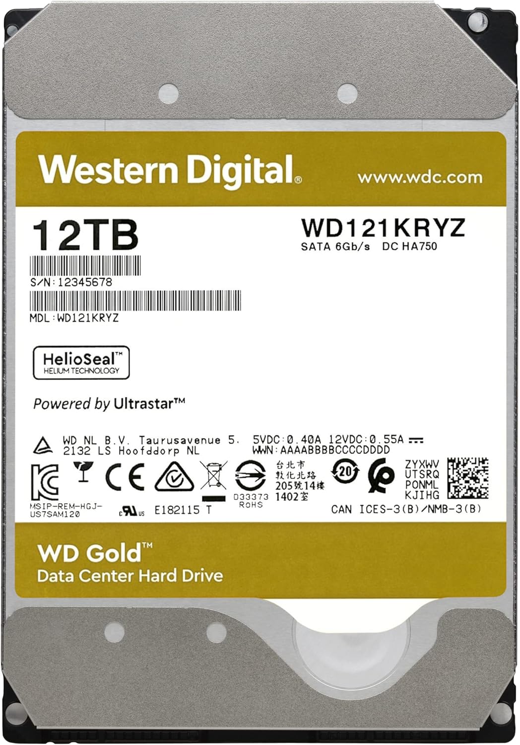 Western Digital WD161KRYZ 16TB Gold Enterprise HDD - 7200RPM SATA