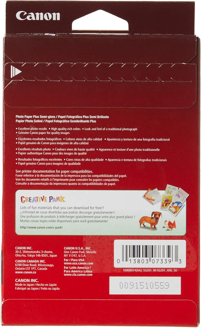 Canon 1686B014 Photo Paper Plus Semi-Gloss 4x6, 50 Sheets