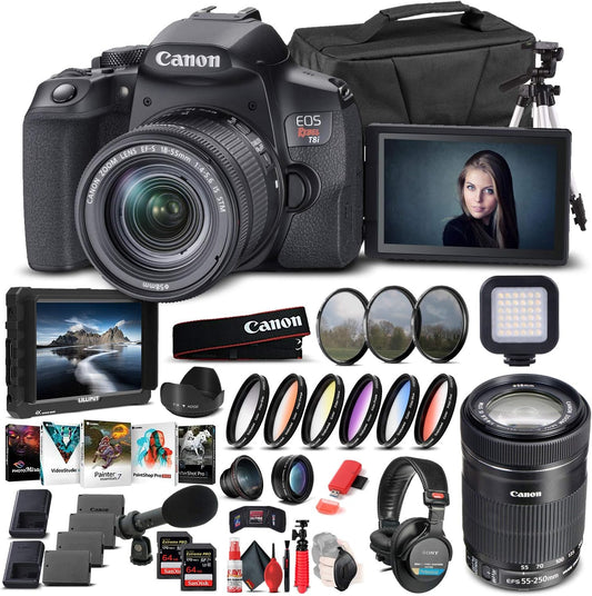 Canon 3924C002 EOS Rebel T8i DSLR Kit - 18-55mm, 55-250mm Lenses - Renewed