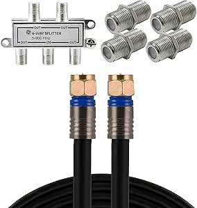 GE RG6 Coaxial Cable Kit with Splitter & Couplers