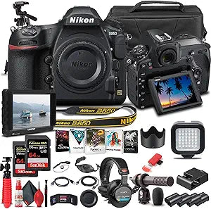 Nikon D850 DSLR Camera Body Bundle (Renewed)