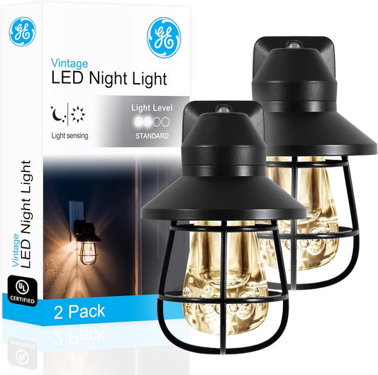 GE 38628 Vintage LED Dusk to Dawn Night Light 2-Pack
