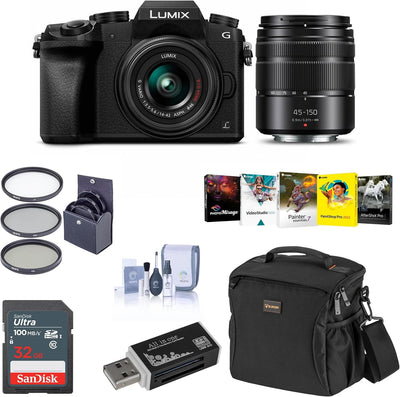 Panasonic DMC-G7 Lumix Mirrorless Camera - 14-42mm, 45-150mm Lens Bundle