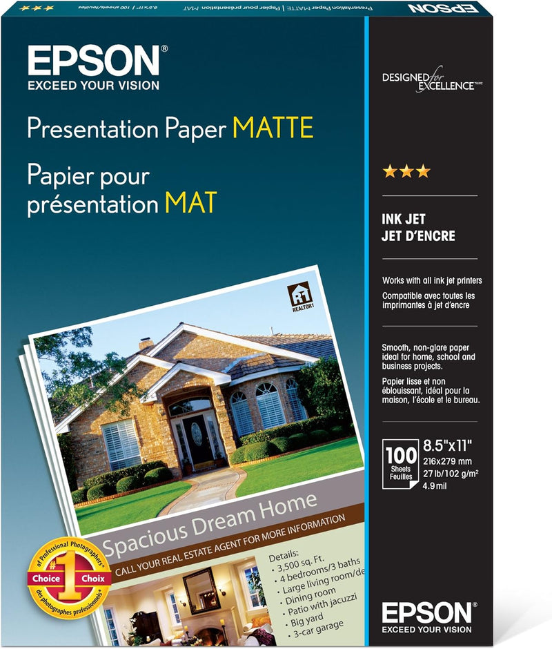 Epson S041062 Matte Presentation Paper 8.5x11, 100 Sheets — main product image