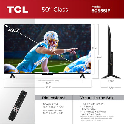 TCL 50S551F 50-Inch 4K LED Smart Fire TV 2024