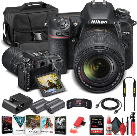 Nikon 1582 D7500 DSLR 18-140mm Lens Bundle (Renewed)