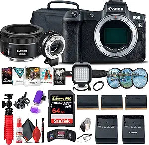 Canon 3075C002 EOS R Mirrorless Camera Bundle: 50mm Lens, Adapter