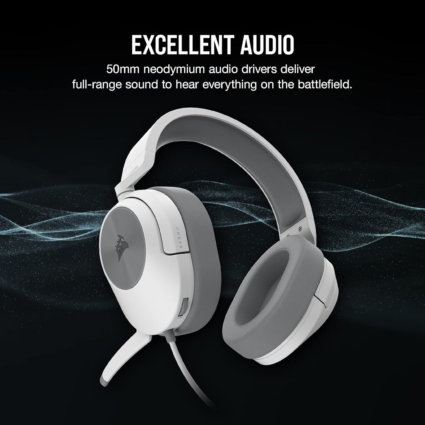 Corsair HS55 STEREO Gaming Headset White Renewed