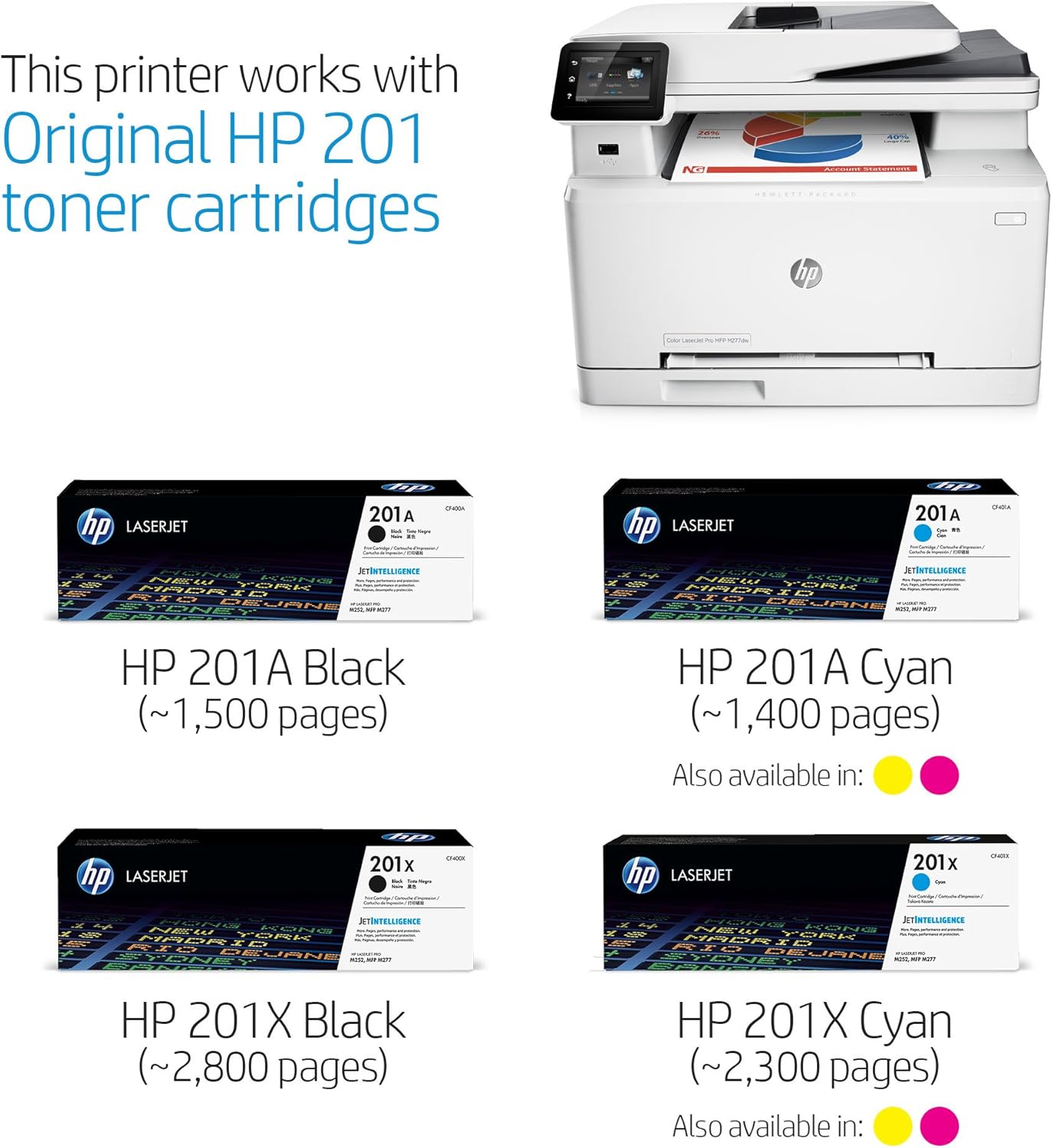 HP M277dw Wireless Color LaserJet Printer (Renewed)
