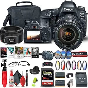 Canon 1897C009 EOS 6D Mark II DSLR Camera 24-105mm Lens Bundle Renewed