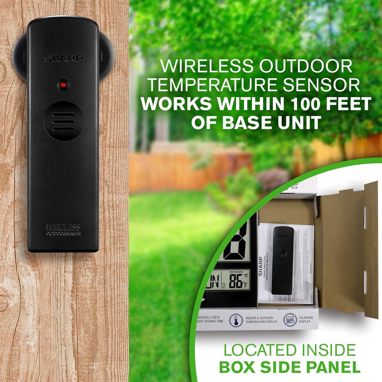 Sharp Atomic Clock with Indoor/Outdoor Temperature