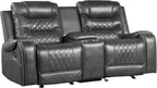 Lexicon S189405GY-2 Microfiber Reclining Loveseat Console Gray