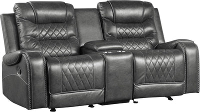 Lexicon S189405GY-2 Microfiber Reclining Loveseat Console Gray