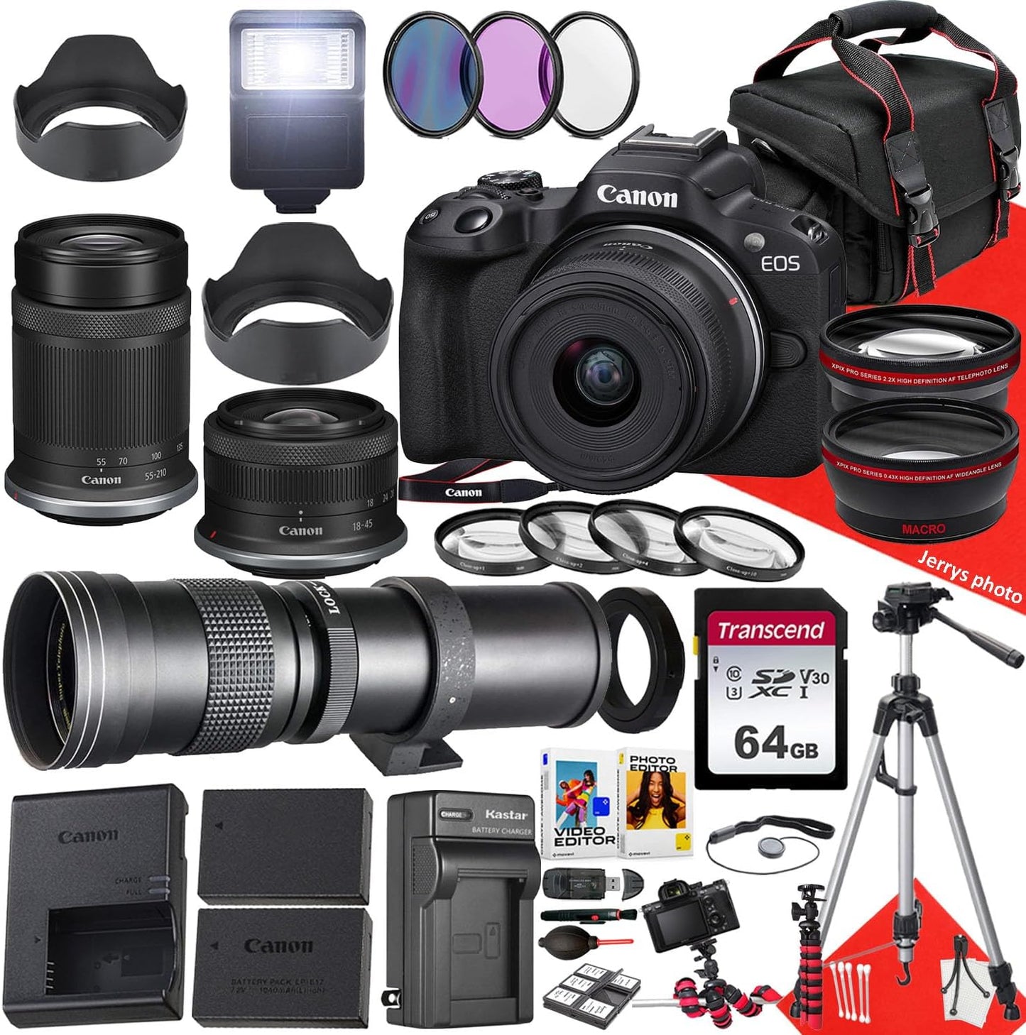 Canon EOS R50 Mirrorless Camera with Lens Bundle (Renewed)