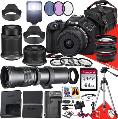 Canon EOS R50 Mirrorless Camera with Lens Bundle (Renewed)