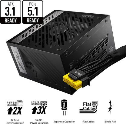 MSI MPGA850GPCIE5 850W 80+ Gold PCIe 5.1 PSU