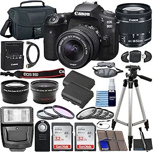 Canon EOS 90D DSLR 18-55mm Lens Bundle Renewed