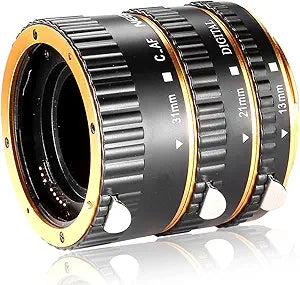 Neewer 10090357 Metal Auto Focus Macro Extension Tube Set (Gold)