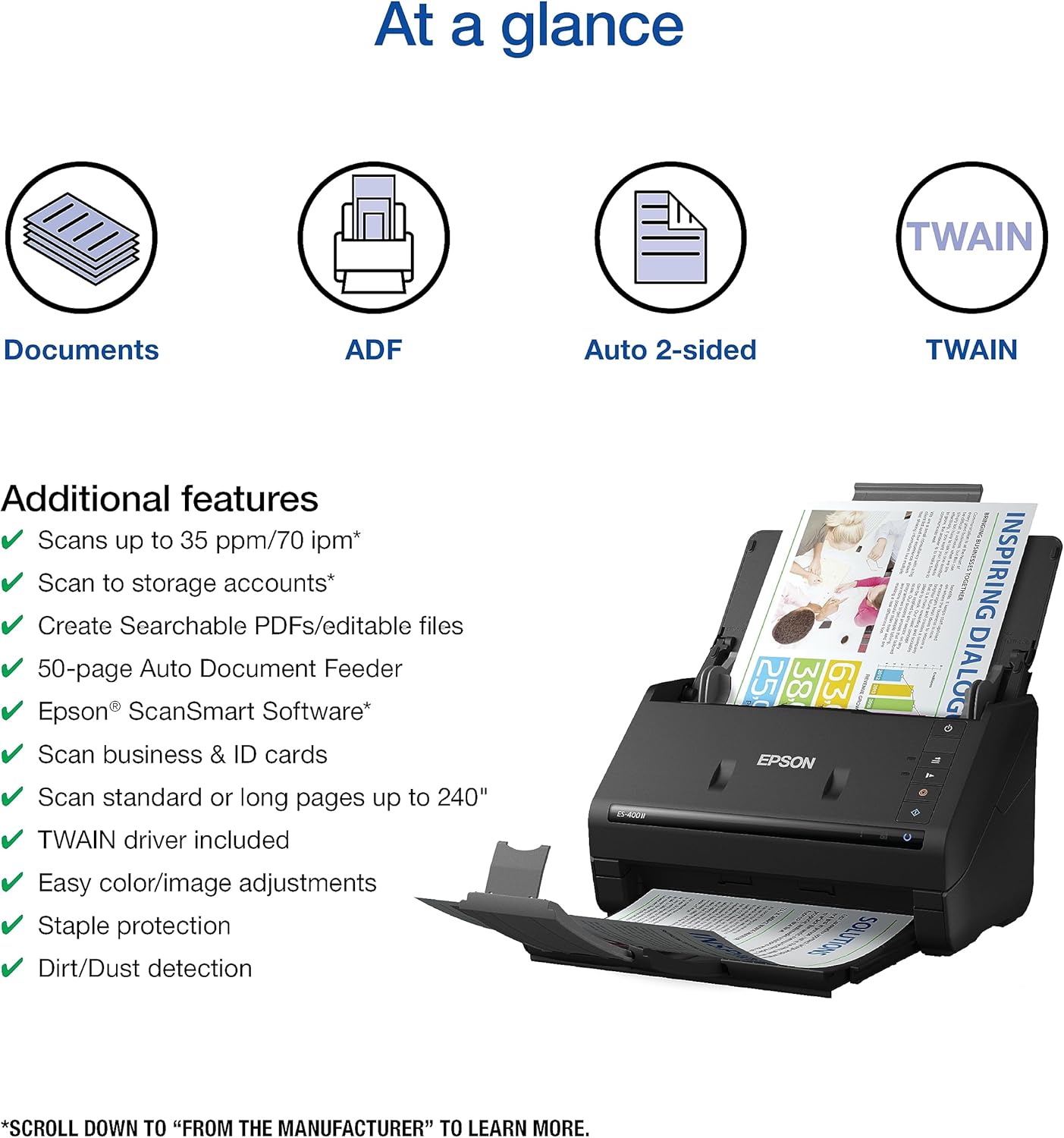Epson ES-400 II Color Duplex Desktop Document Scanner
