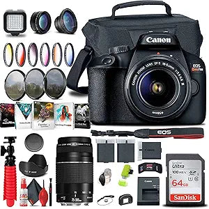 Canon EOS Rebel T100 DSLR Camera with 18-55mm & 75-300mm Lens (Renewed)