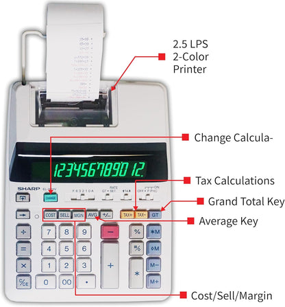 Sharp EL-1801V Ink Printing Calculator Fluorescent Display AC