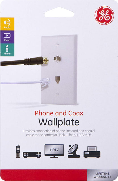 GE 40093 Coaxial Telephone Cable Wall Plate