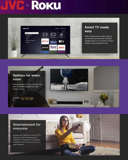 JVC LT32MAW2 32-Inch 720p HD Roku Smart TV (Renewed)