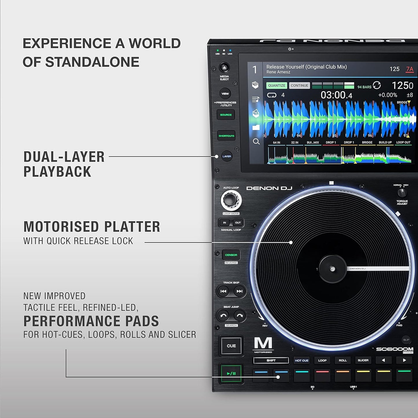 Denon DJ SC6000MPRIME Standalone Media Player Motorized Platter