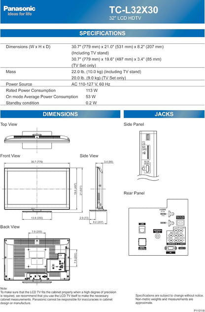 Panasonic TC-L32X30 32-Inch 720p LCD HDTV
