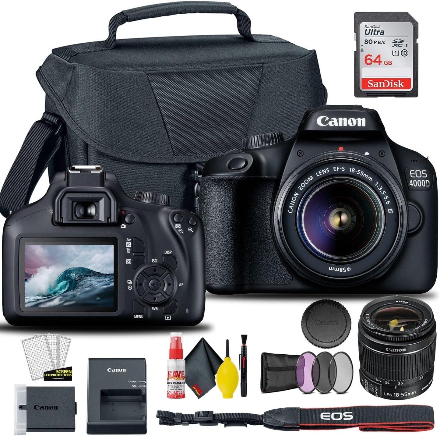 Canon 2628C003AA EOS 4000D DSLR 18-55mm Lens Bundle Renewed